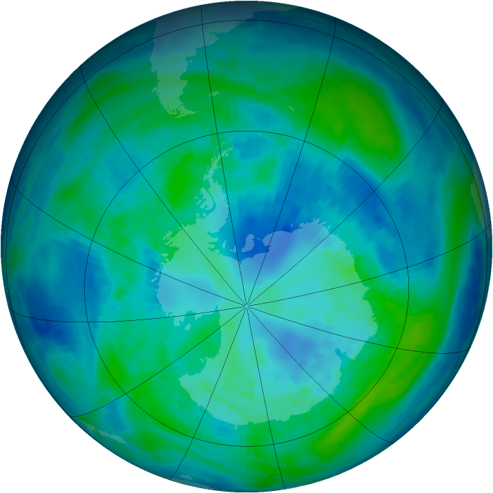 Antarctic ozone map for 12 April 1993